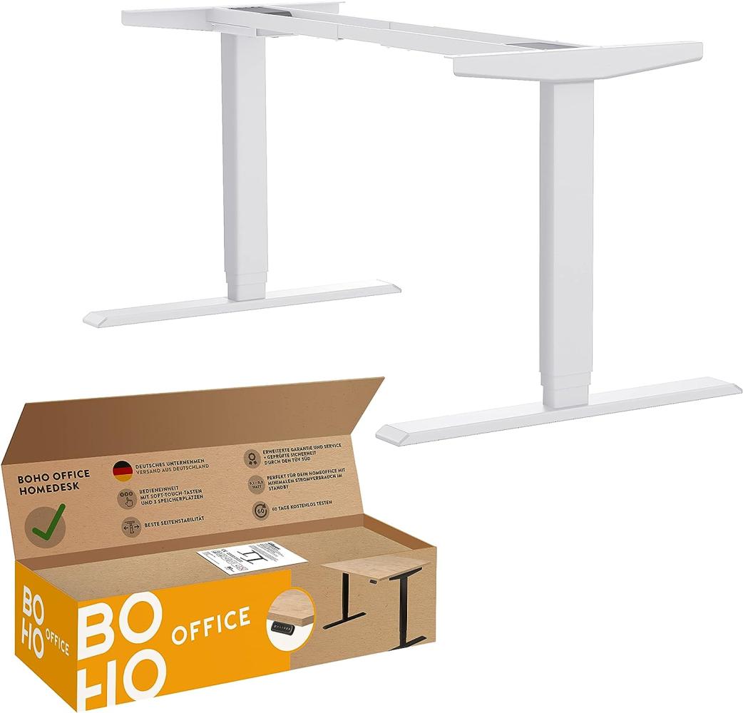 boho office® homedesk - elektrisch stufenlos höhenverstellbares Tischgestell mit Memoryfunktion (Weiß (RAL9016)) Bild 1