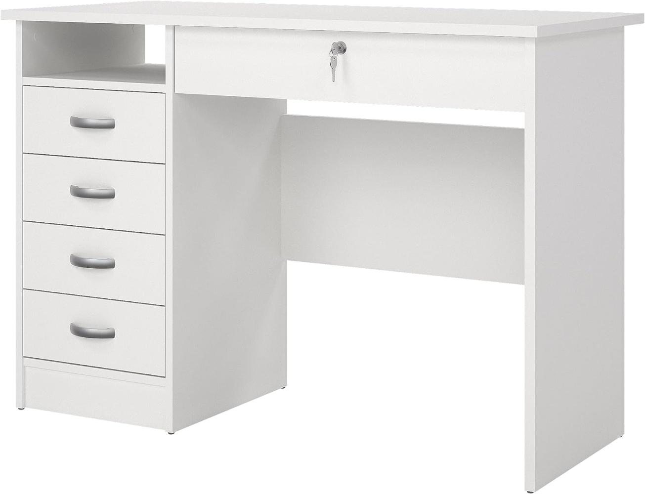 Schreibtisch mit fünf Schubladen, weiße Farbe, Maße 109 x 75 x 48 cm Bild 1