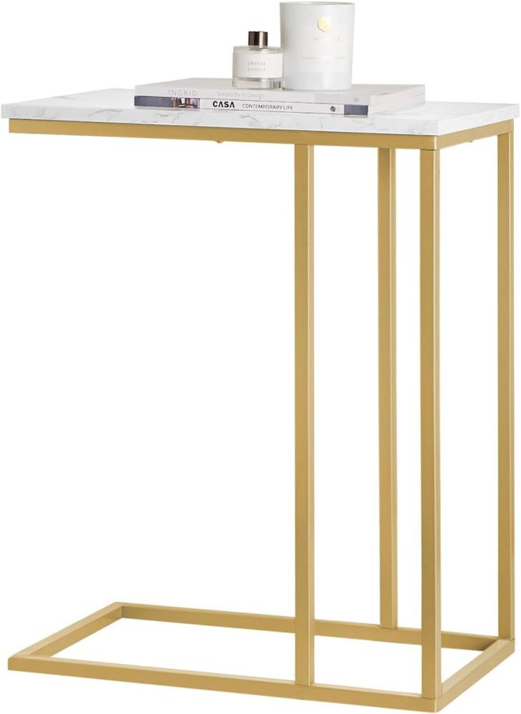 SoBuy FBT87-G Beistelltisch Sofatisch Kaffeetisch Laptoptisch Betttisch Pflegetisch mit goldenem Metallgestell BHT ca. : 48x61x30cm Bild 1