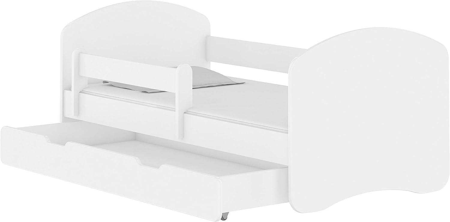 Kinderbett Jugendbett mit einer Schublade und Matratze Weiß ACMA II (140x70 cm + Schublade, Weiß) Bild 1