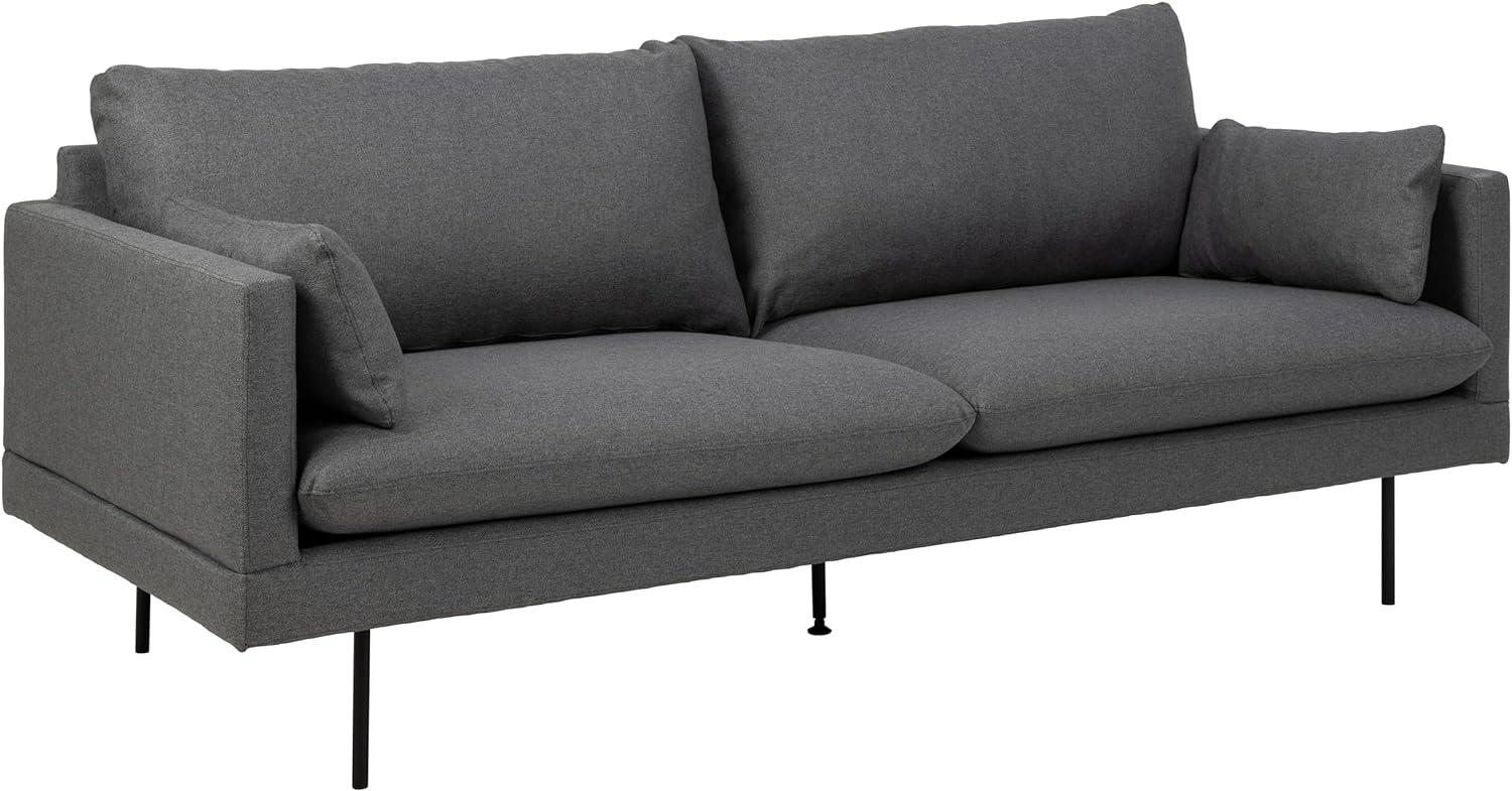 AC Design Furniture Sune 3-Sitzer in Dunkelgrau, Polstersofa in Flachgewebe mit 2 Kissen und Schwarzen Metallbeinen, B: 200 x H: 83 x T: 82 cm Bild 1