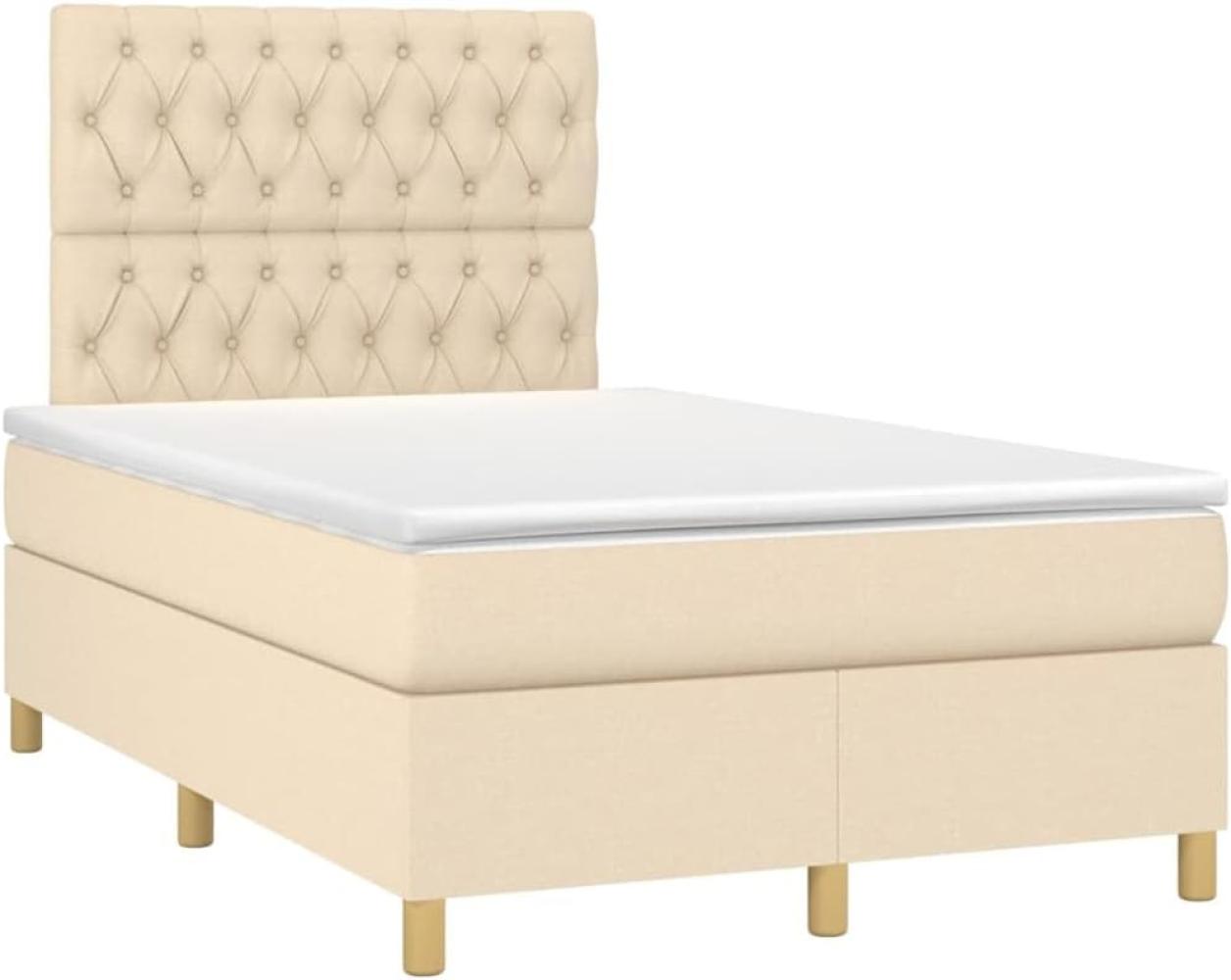 Boxspringbett mit Matratze & LED Stoff Creme 120 x 200 cm, Härtegrad: H2 [3135666] Bild 1