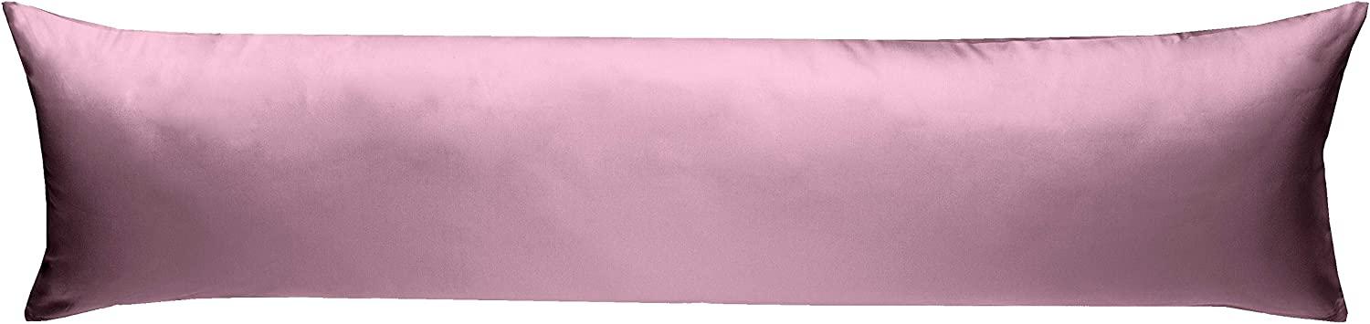 Mako-Satin Seitenschläferkissen Bezug uni / einfarbig rosa 40x145 cm von Bettwaesche-mit-Stil Bild 1