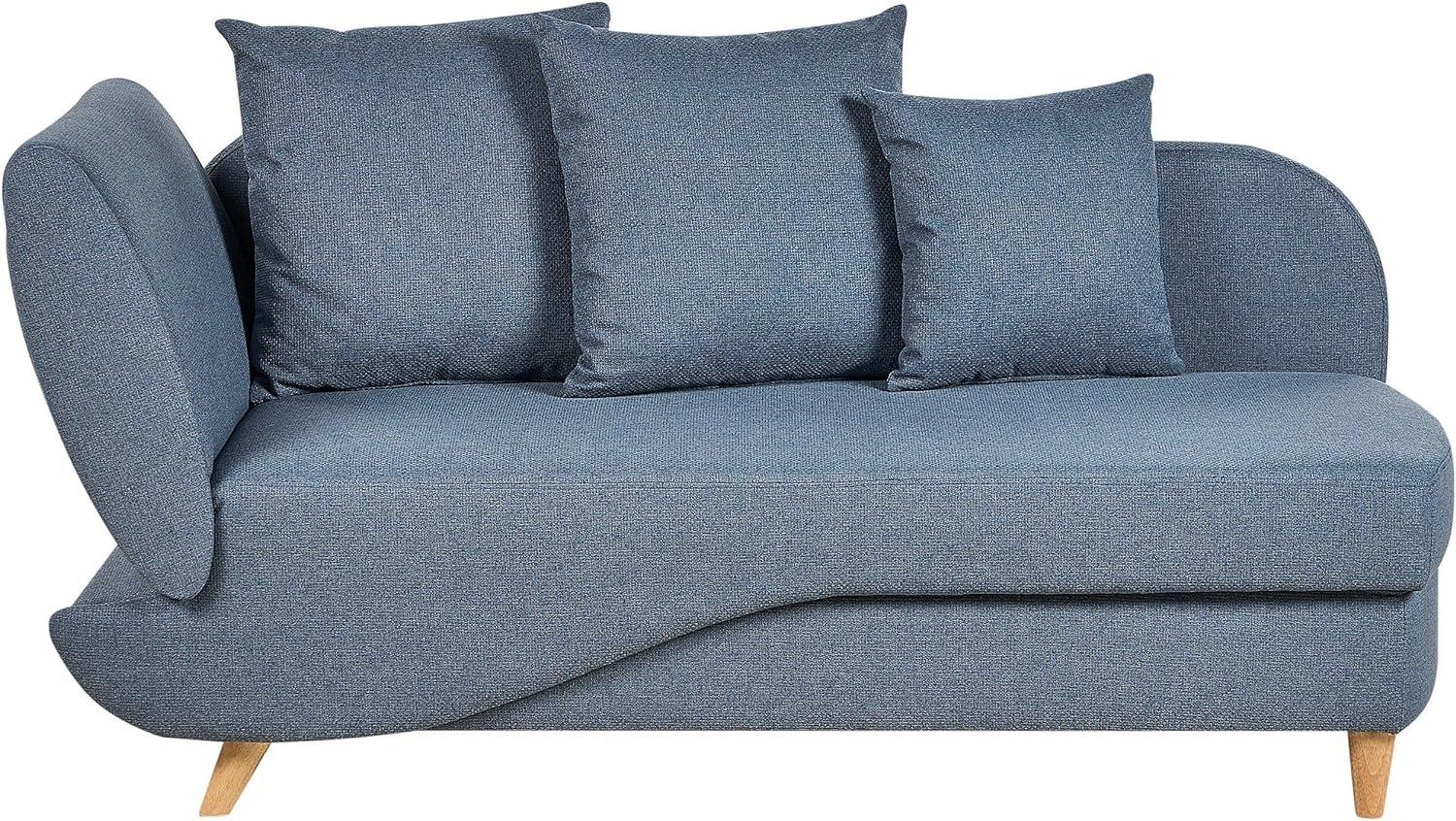 Chaiselongue Leinenoptik dunkelblau mit Bettkasten linksseitig MERI II Bild 1