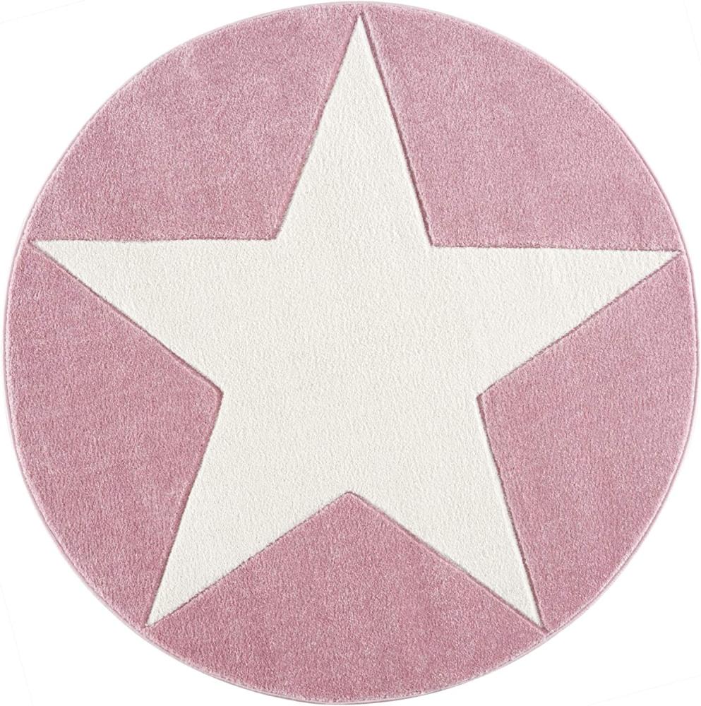 LIVONE Spiel- und Kinderteppich Happy Rugs Shootingstar rund, rosa/weiss 133 cm Bild 1