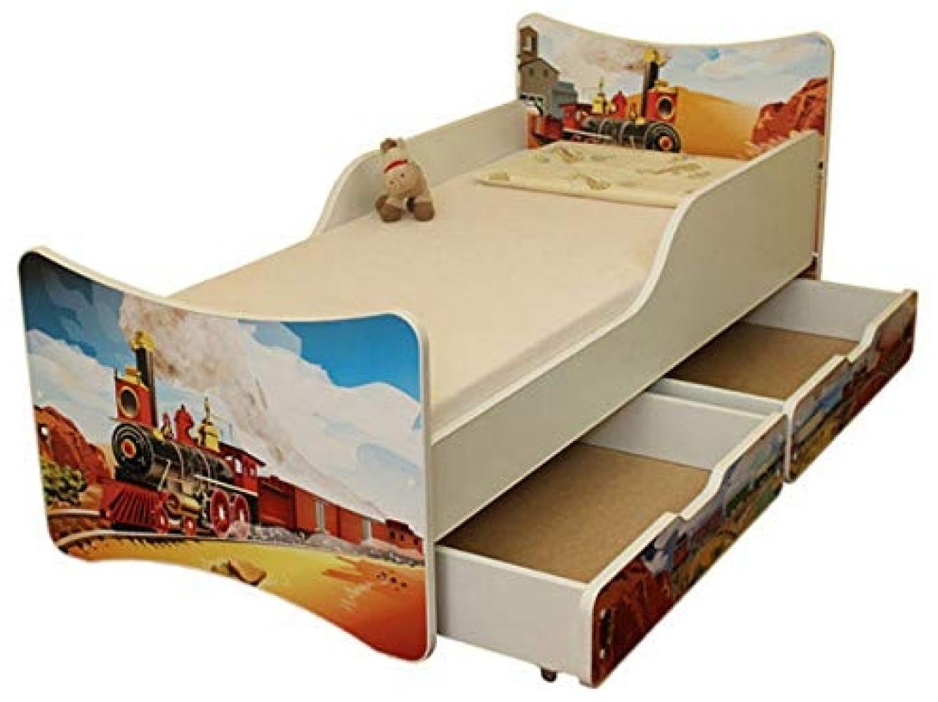 Best for Kids 'Zug' Kinderbett mit Schaummatratze 90x180 rot Bild 1