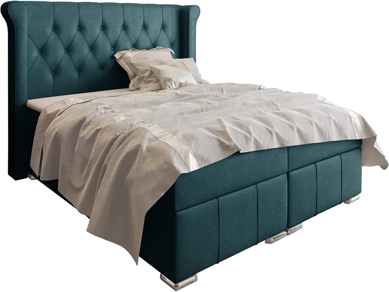 Stylefy 'Alonzo' Boxspringbett, Strukturstoff Inari Türkis 120 x 200 cm Bild 1