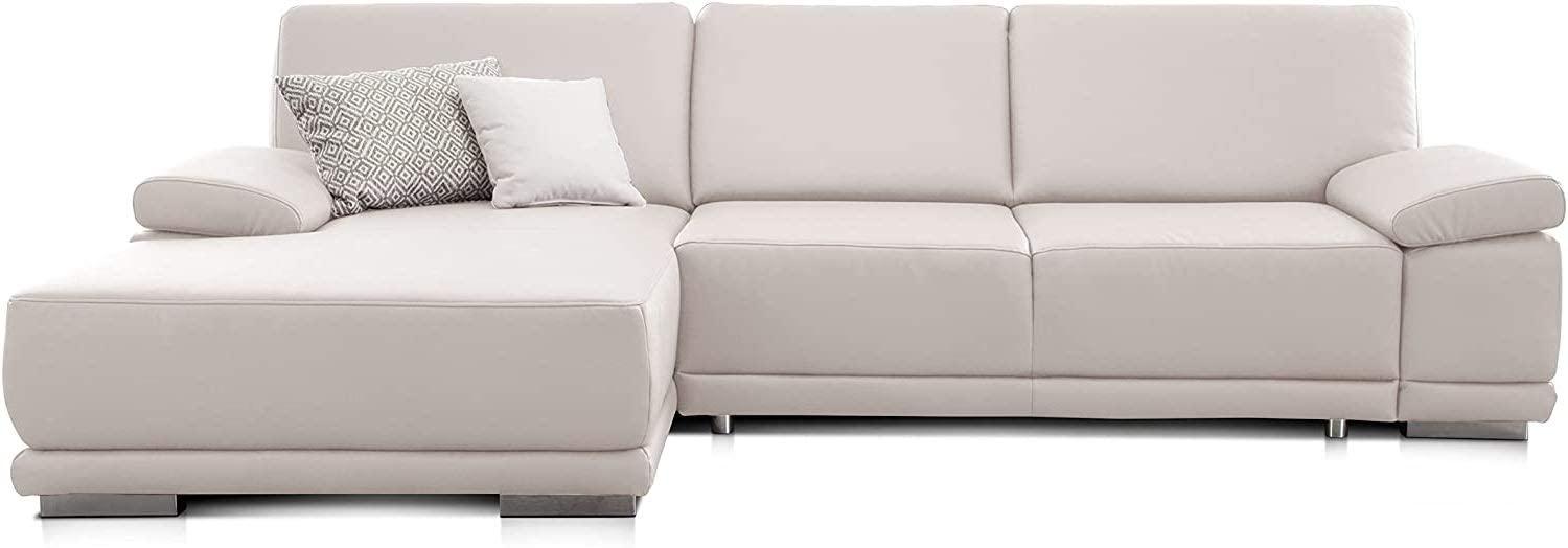 CAVADORE Schlafsofa Corianne / L-Form-Sofa mit verstellbaren Armlehnen, Bettfunktion und Longchair / 282 x 80 x 162 / Kunstleder, weiß Bild 1