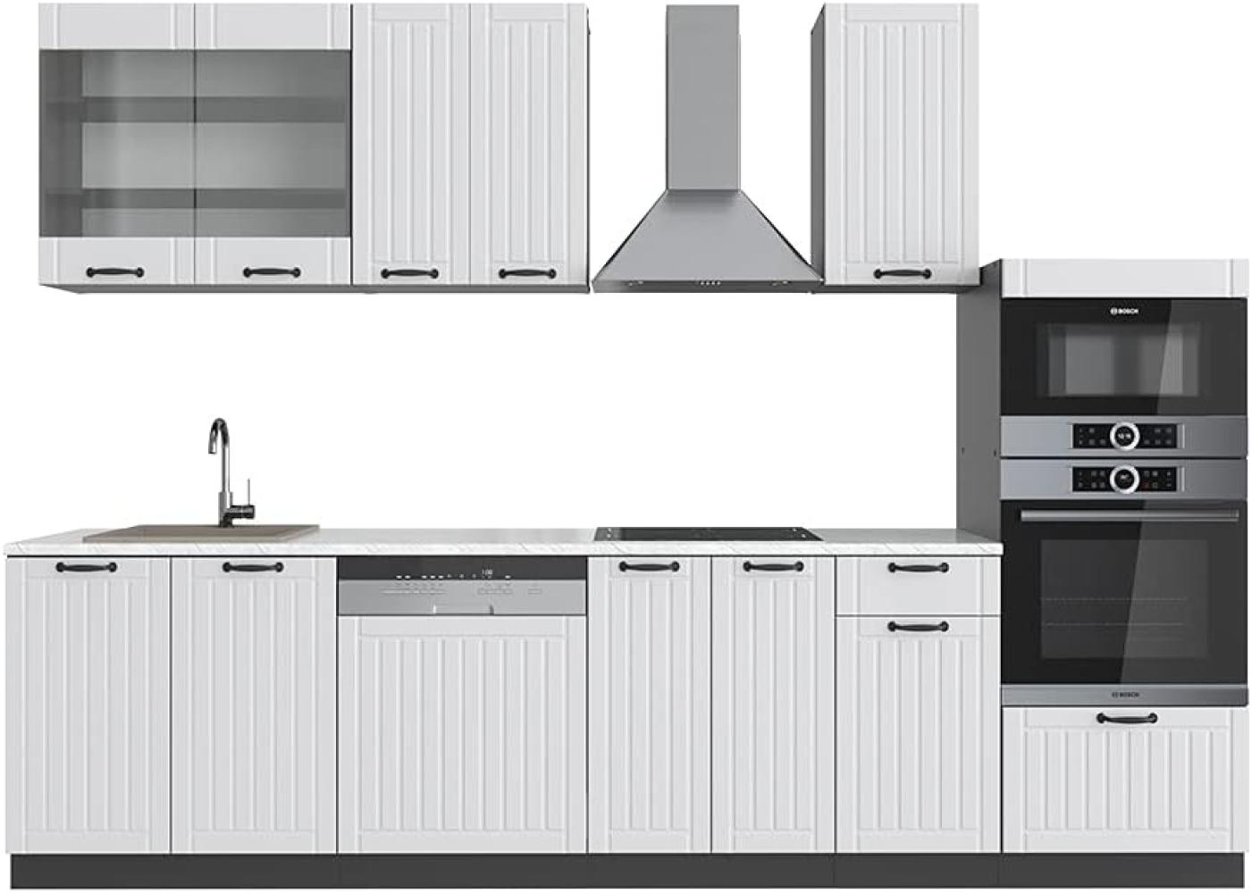 Vicco Küche Fame-Line 240 cm Küchenzeile Landhaus Küchenblock Einbau Weiß Bild 1