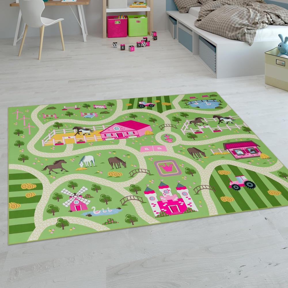 Paco Home Kinderteppich Teppich Kinderzimmer Spielteppich Junge Mädchen Modern rutschfest, Grösse:240x340 cm, Farbe:Grün Bild 1