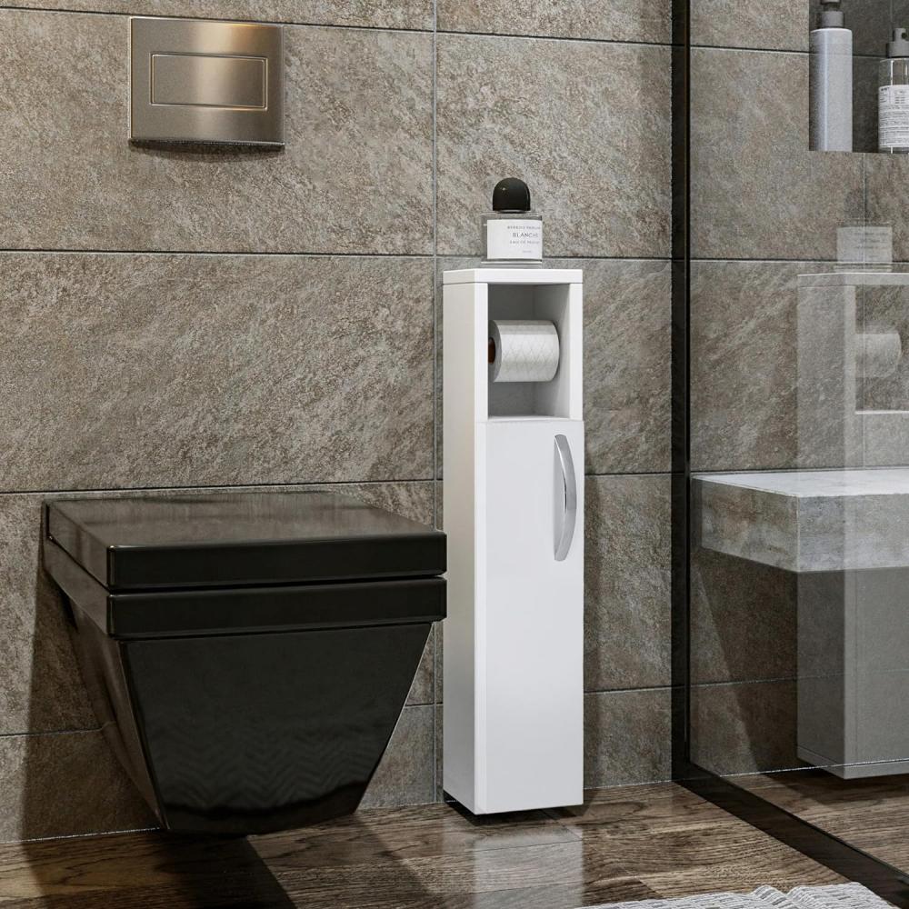 Badschrank Årjäng mit Toilettenpapierhalter 65x15x12cm Weiß [en. casa] Bild 1