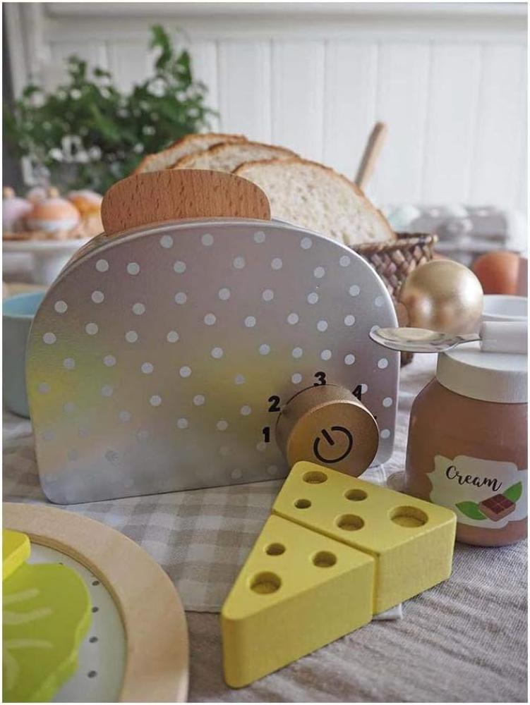 Frühstücks-Set mit Toaster aus Holz für Kinderküche (Pastell) Bild 1