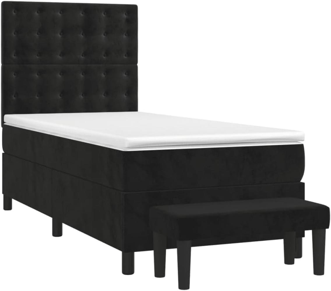 Boxspringbett mit Matratze Schwarz 90x190 cm Samt Bild 1