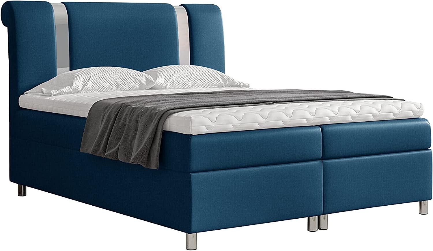 Stylefy 'Asuncion' Boxspringbett Strukturstoff Inari Blau 160 x 200 cm Bild 1