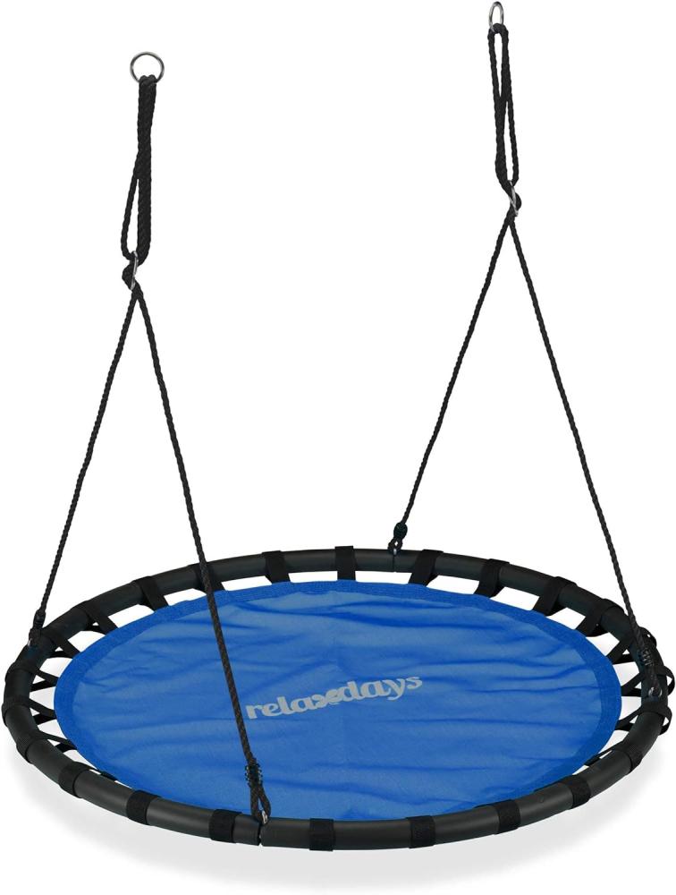 Relaxdays Nestschaukel, runde Hängeschaukel, für Kinder und Erwachsene, verstellbar, draußen, Durchmesser:: 120 cm, bis 100 kg, blau Bild 1