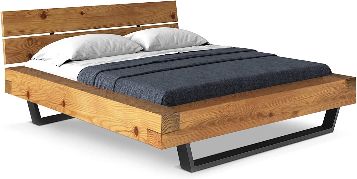 Möbel-Eins CURBY Balkenbett mit Holz-Kopfteil, Kufenfuß, Material Massivholz natur 160 x 220 cm Bild 1