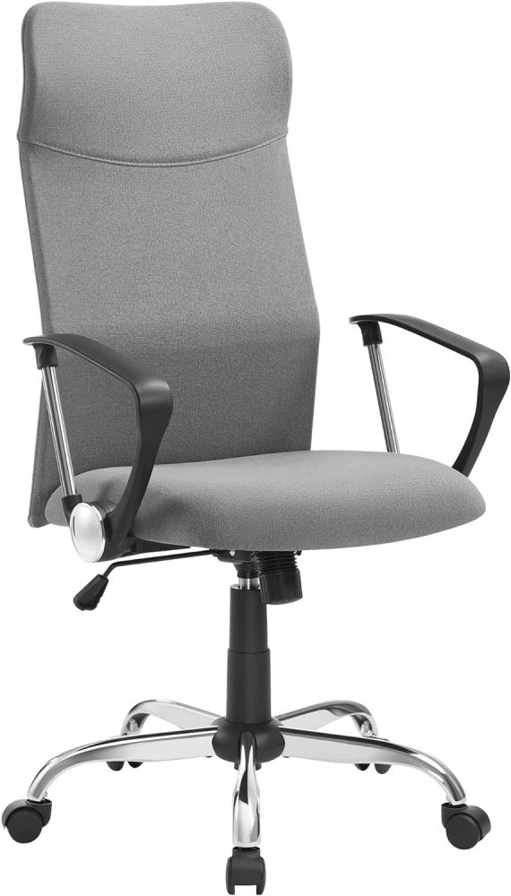 SONGMICS Bürostuhl, ergonomischer Schreibtischstuhl, Drehstuhl, gepolsterter Sitz, Stoffbezug, höhenverstellbar und neigbar, bis 120 kg belastbar, Grau Bild 1