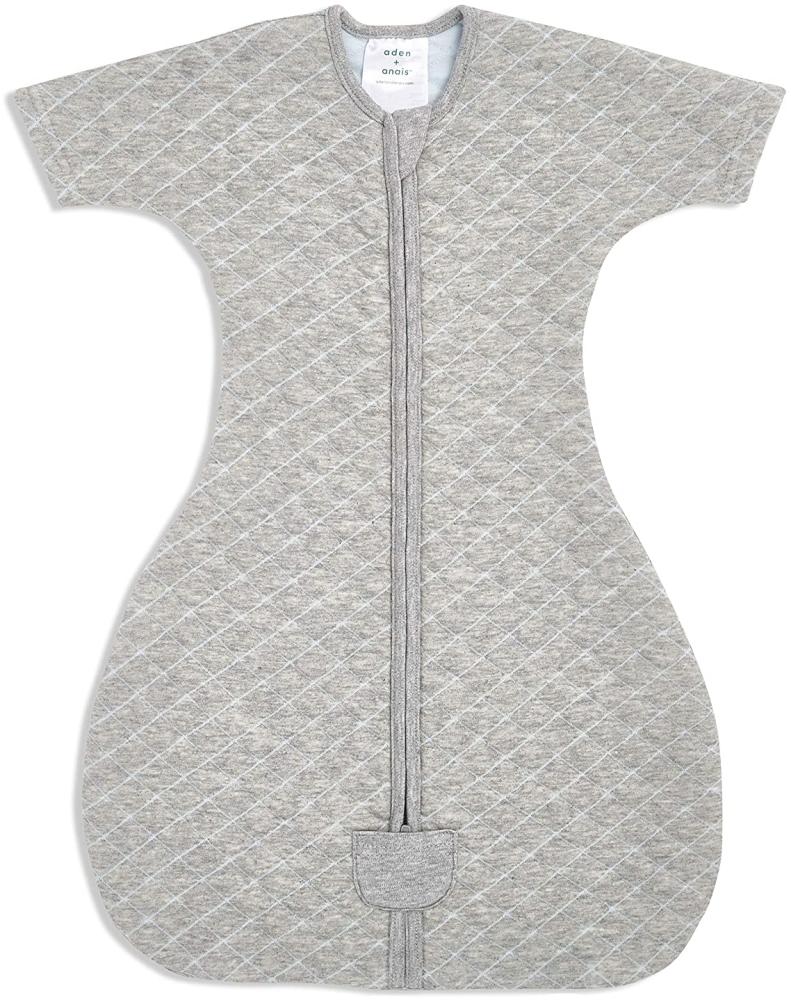 aden + anais™ snug fit Baby-Schlafsack, 100% Baumwolle, tragbare Decke für Mädchen und Jungen, atmungsaktiver und Warmer Schlafsack mit Ärmeln für Neugeborene, 1,5 TOG Wert, 6-9 Monate, Grey/Blue Bild 1