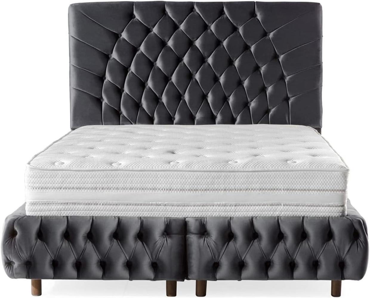 Casa Padrino Luxus Doppelbett Grau / Braun - Verschiedene Größen - Modernes Bett mit Matratze - Schlafzimmer Möbel Bild 1
