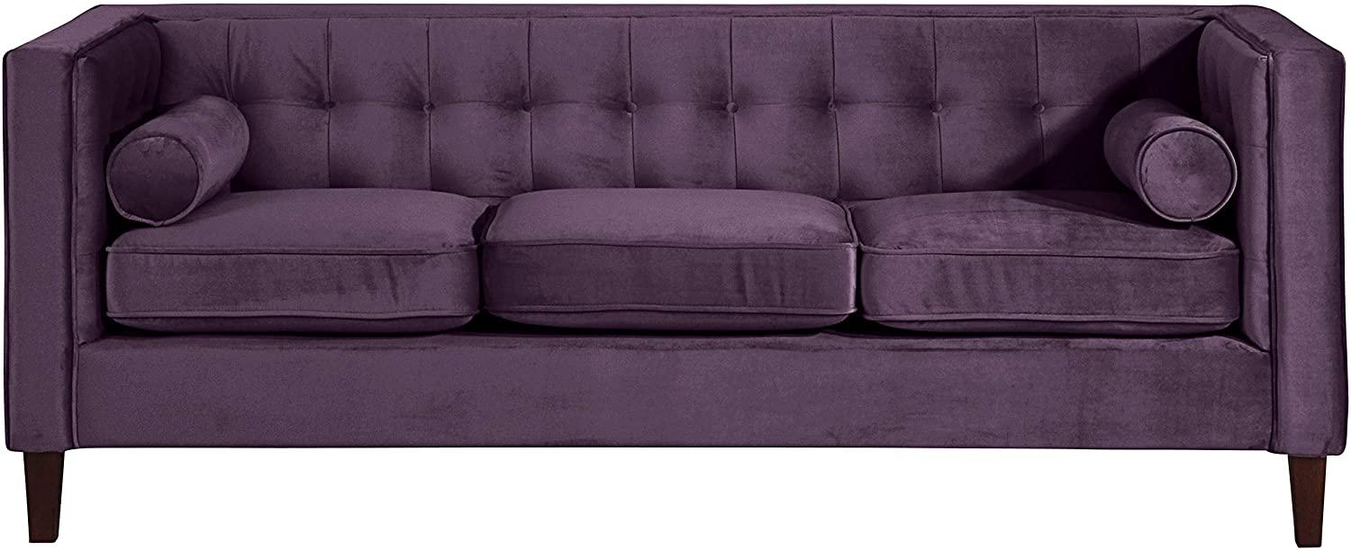 Jeronimo Sofa 3-Sitzer Samtvelours Purple Buche Nussbaumfarben Bild 1