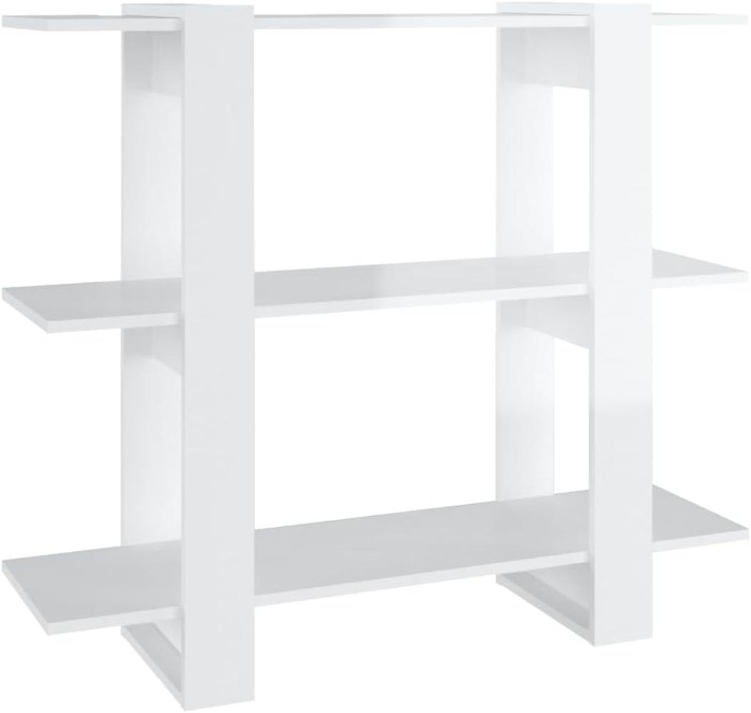 Bücherregal/Raumteiler Hochglanz-Weiß 100x30x87 cm Bild 1