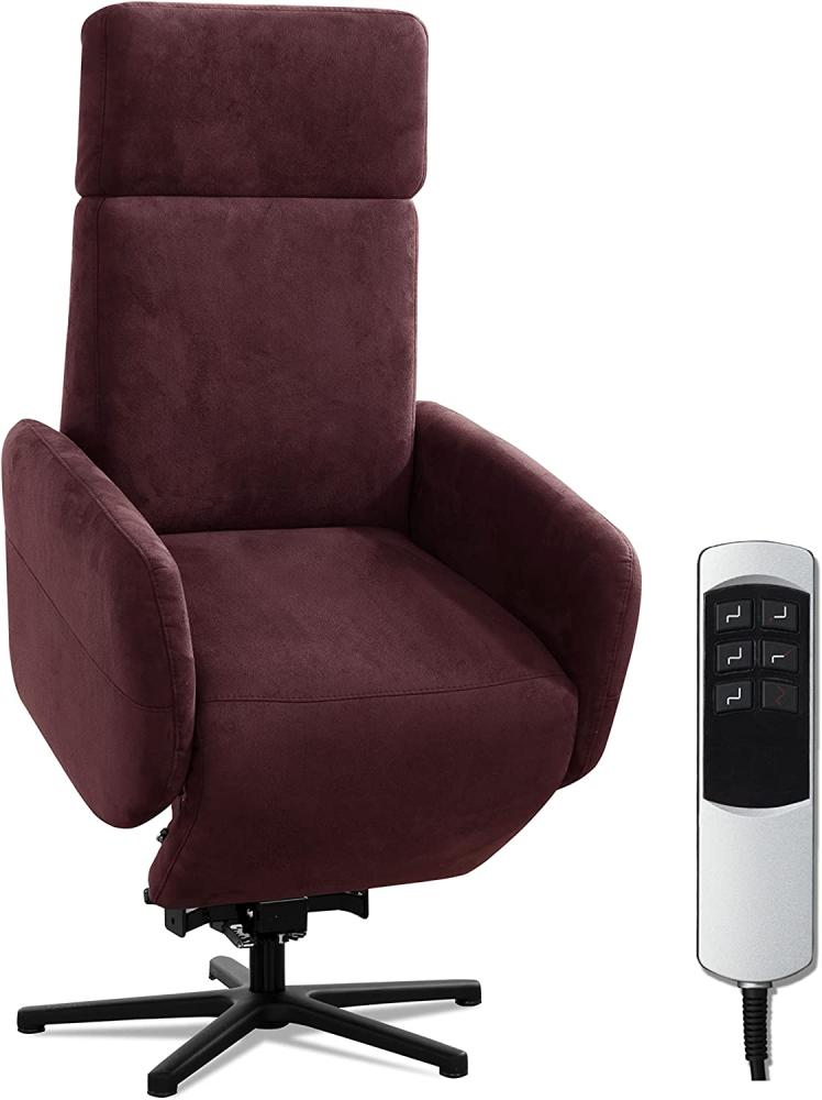 Cavadore TV-Sessel Cobra mit 2 Motoren + Aufstehhilfe / Fernsehsessel mit Liegefunktion, Relaxfunktion + Fernbedienung / Sternfuß, belastbar bis 130 kg / 71 x 110 x 82 / Lederoptik, Rot Bild 1