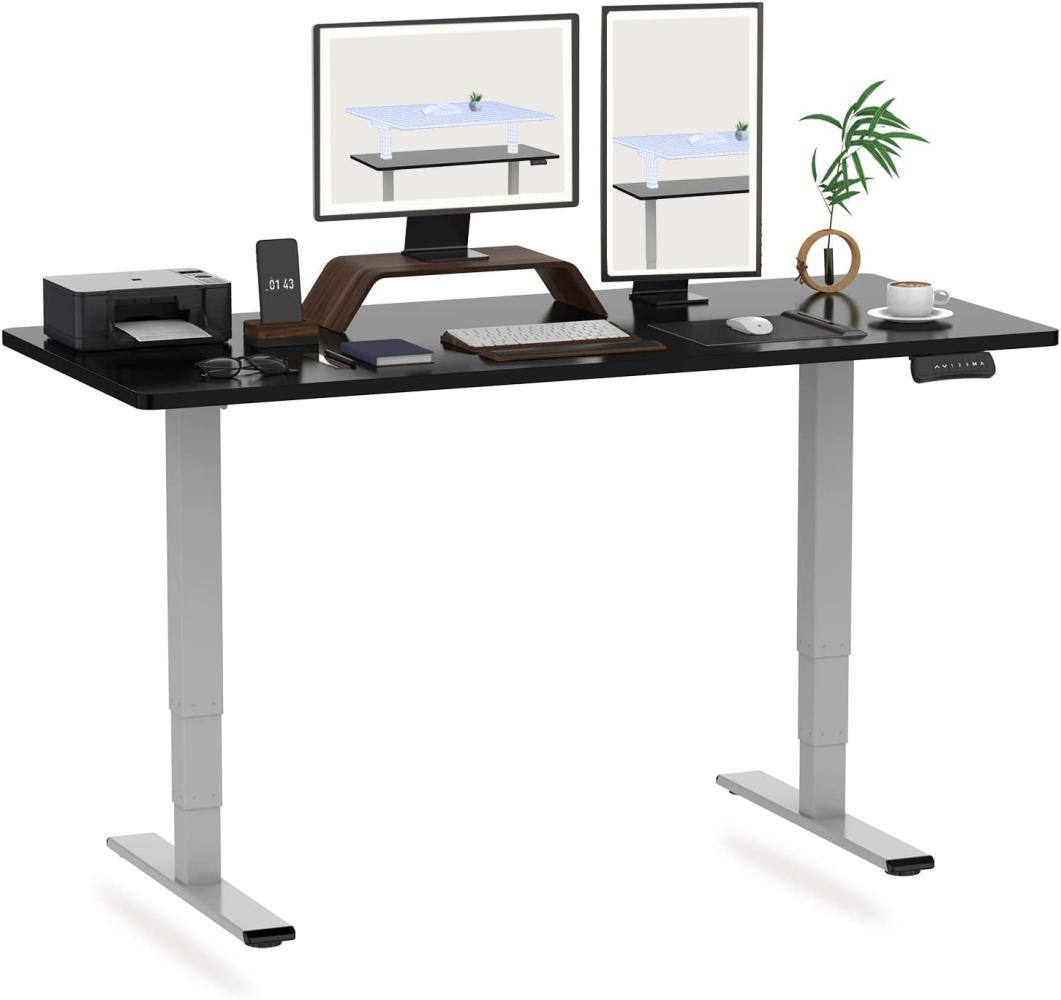 Höhenverstellbarer Schreibtisch 160 x 80 cm - 3-Fach-Teleskop - Schreibtisch mit Memory-Steuerung und Softstart/-Stop - Schreibtisch Höhenverstellbar von Flexispot (Schwarz, Gestell Grau) Bild 1