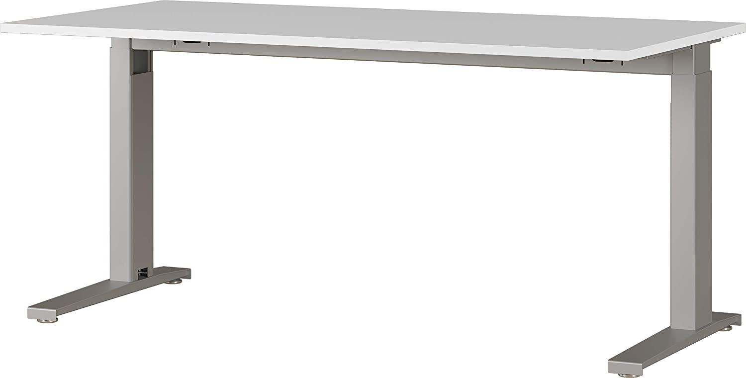Amazon Marke - Alkove mechanisch höheneinstellbarer Schreibtisch Arlington, für ergonomisches Arbeiten, ideal für Home Office, in Lichtgrau/Silber, 160 x 88 x 80 cm (BxHxT) Bild 1