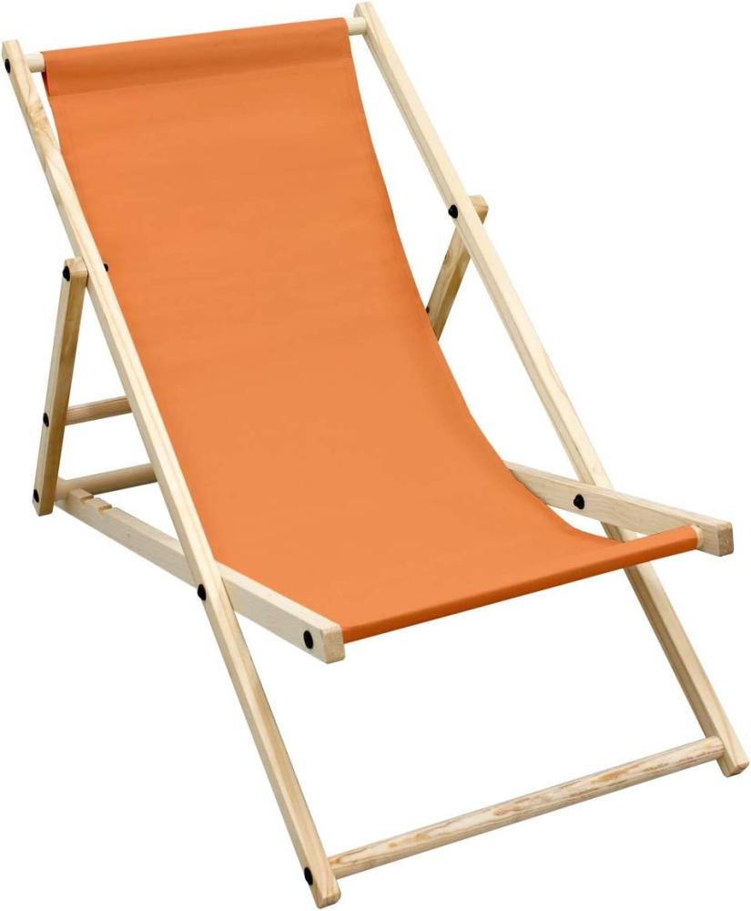 Liegestuhl klappbar aus Holz 3 Liegepositionen bis 120 kg Orange Bild 1