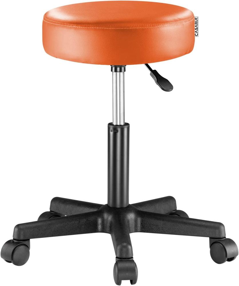 CASARIA® Rollhocker Höhenverstellbar Kunstleder Orange Bild 1