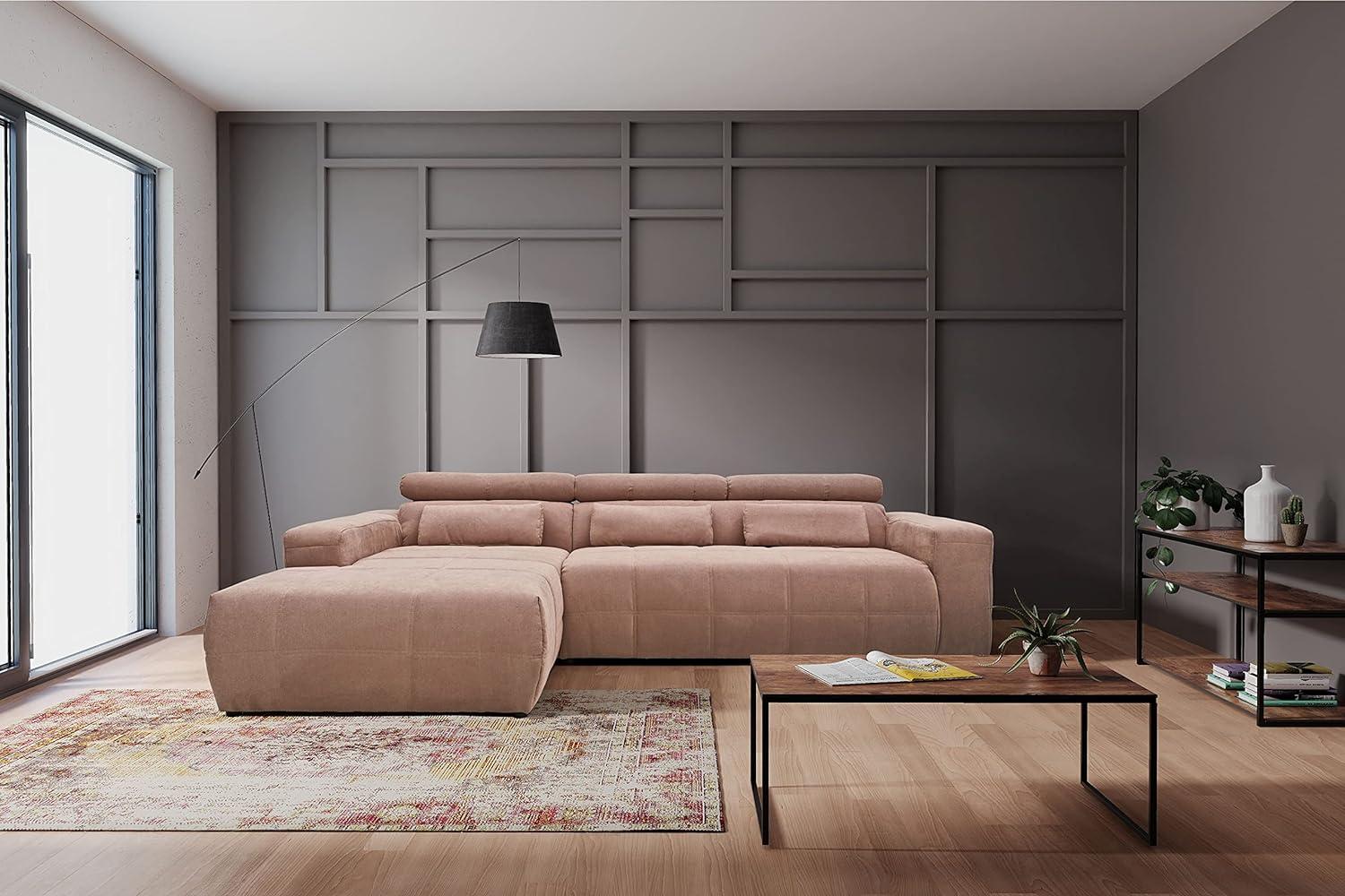 DOMO. collection Brandon Ecksofa, Sofa mit Rückenfunktion in L-Form, Polsterecke, Eckgarnitur, rosa, 288 x 228 x 80 cm Bild 1