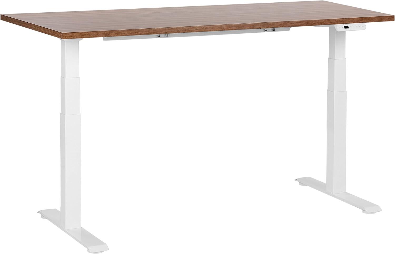 Schreibtisch braun weiß 160 x 72 cm elektrisch höhenverstellbar DESTINES Bild 1