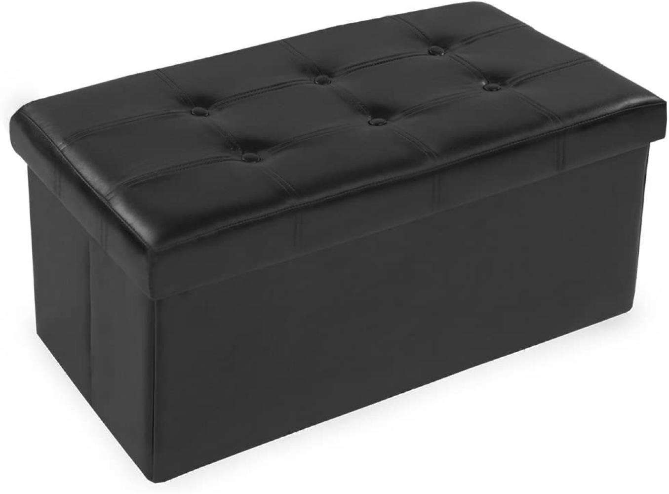 Faltbarer Sitzhocker aus Kunstleder mit Stauraum - schwarz Bild 1
