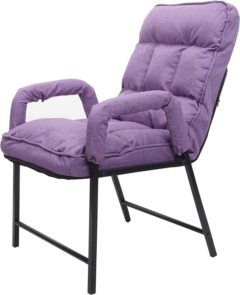 Esszimmerstuhl HWC-K40, Stuhl Polsterstuhl, 160kg belastbar Rückenlehne verstellbar Metall ~ Stoff/Textil lila-flieder Bild 1