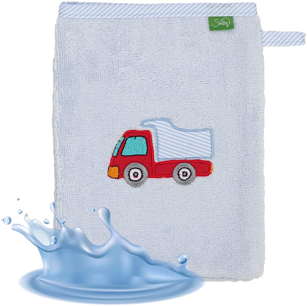 Smithy Waschlappen Baby AUTO | 100% Baumwolle Frottee | Waschhandschuh Kinder | Jungen & Mädchen | Geschenk zur Geburt… Bild 1
