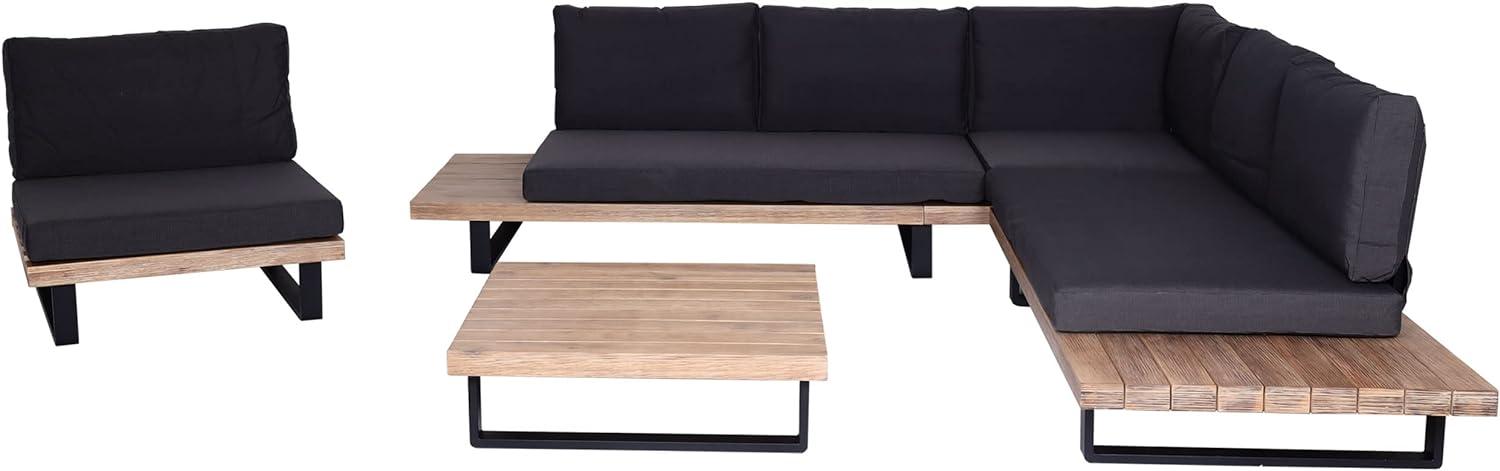 Garten-Garnitur mit Sessel HWC-H54, Lounge-Set Sofa, Spun Poly Akazie Holz MVG Aluminium ~ hellbraun, Polster dunkelgrau Bild 1