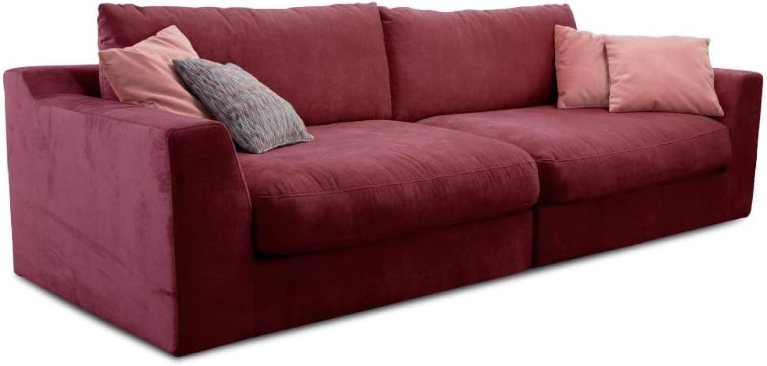 Cavadore Big Sofa Fiona / Große Couch inkl. Rückenkissen im modernen Design / 274x90x112 / Webstoff rot Bild 1