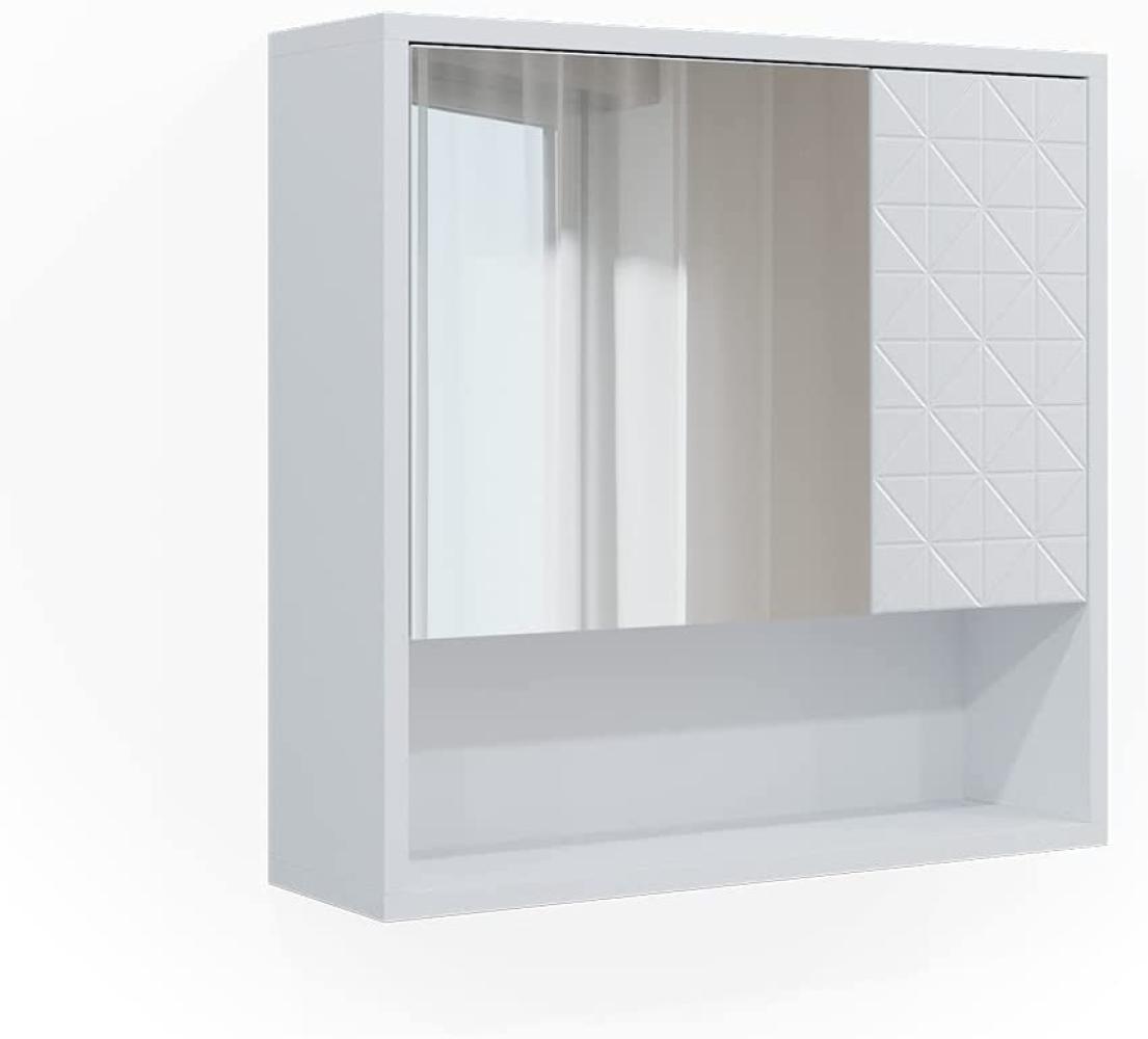 Vicco Spiegelschrank für Badezimmer Agasta weiß, Badschrank mit Ablage aus Holz Bild 1