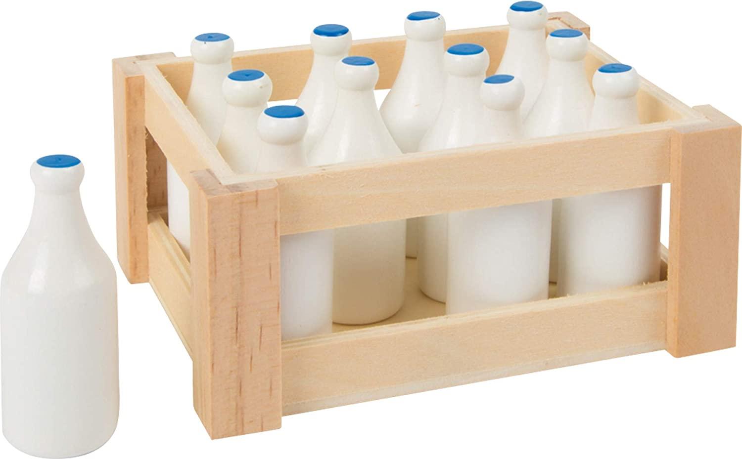 small foot 7062 Milchflaschen aus Holz, in einer nostalgischen Holzkiste zum ausliefern, 12-er Set, ab 3 Jahren Bild 1