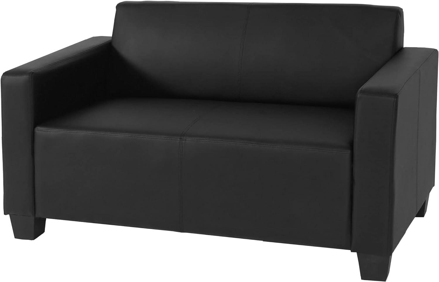 2er Sofa Couch Lyon Loungesofa Kunstleder ~ schwarz Bild 1
