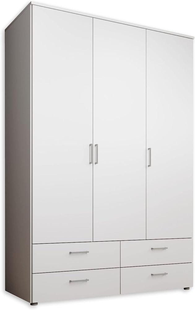 SPAZIO Kleiderschrank in Weiß - Vielseitiger Drehtürenschrank 3-türig für Ihr Schlafzimmer - 138 x 199 x 48 cm (B/H/T) Bild 1