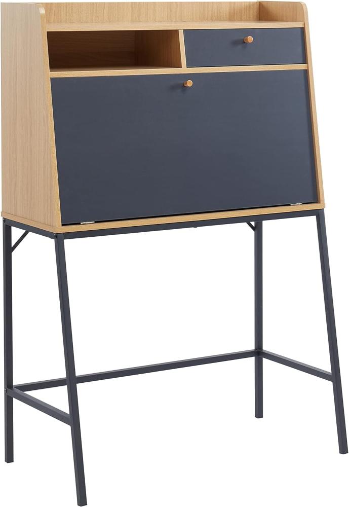 BAÏTA - Sekretär-Schreibtisch, 90 cm, Grau und Eichenoptik Bild 1