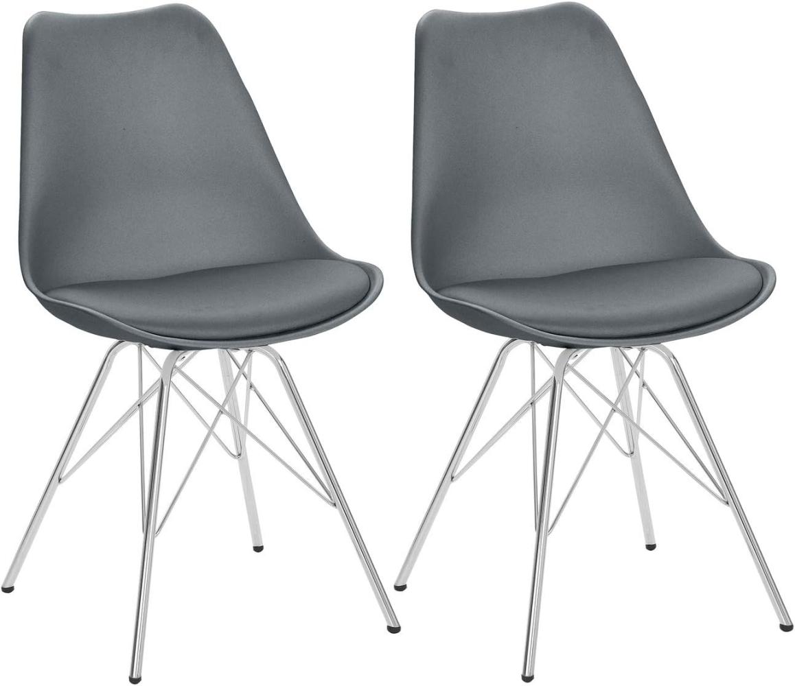 Homexperts 'URSEL' 2er Set Stuhl, Kunststoff - Polypropylen grau, B 48 x H 86 x T 55,5 cm Bild 1