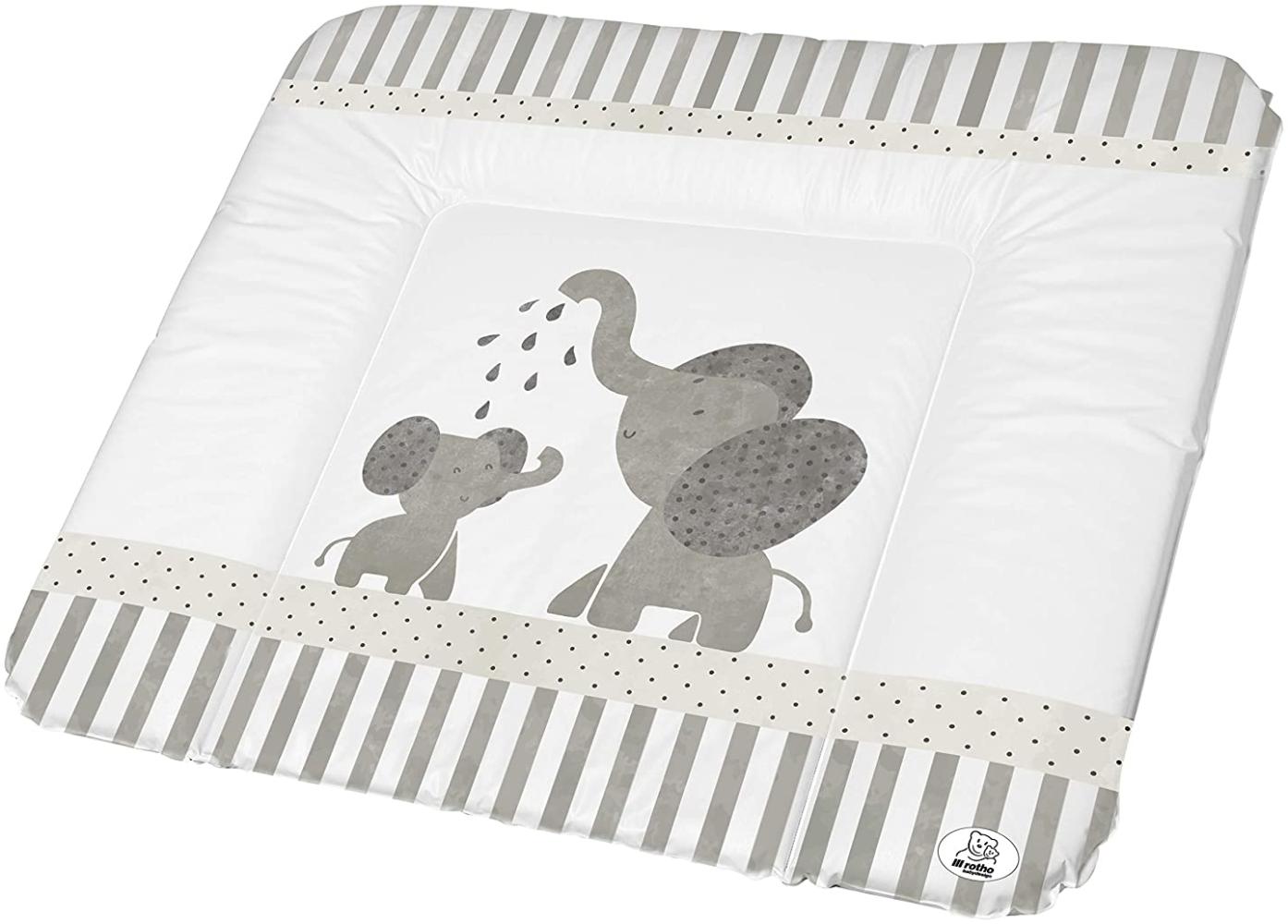 Rotho Babydesign - Wickelauflage Bella Bambina, Modern Elephants, weiß/grau, 72 x 85 cm Bild 1