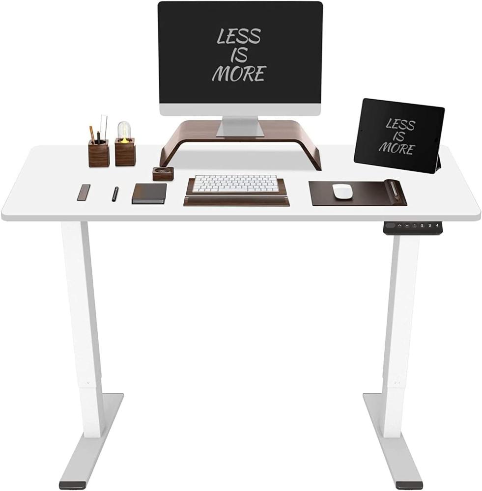 Flexispot Hemera Höhenverstellbarer Schreibtisch (140 x 70 cm), Mit Memory-Steuerung und Softstart/-Stop& integriertes Anti-Kollisionssystem, Weiß Gestell + Weiß Tischplatte Bild 1