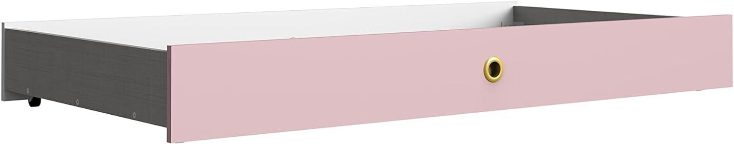 Bettschubkasten >CINDY2< (BxHxT: 137x17x71 cm) in WEISS + ABSETZUNGEN ROSE Bild 1