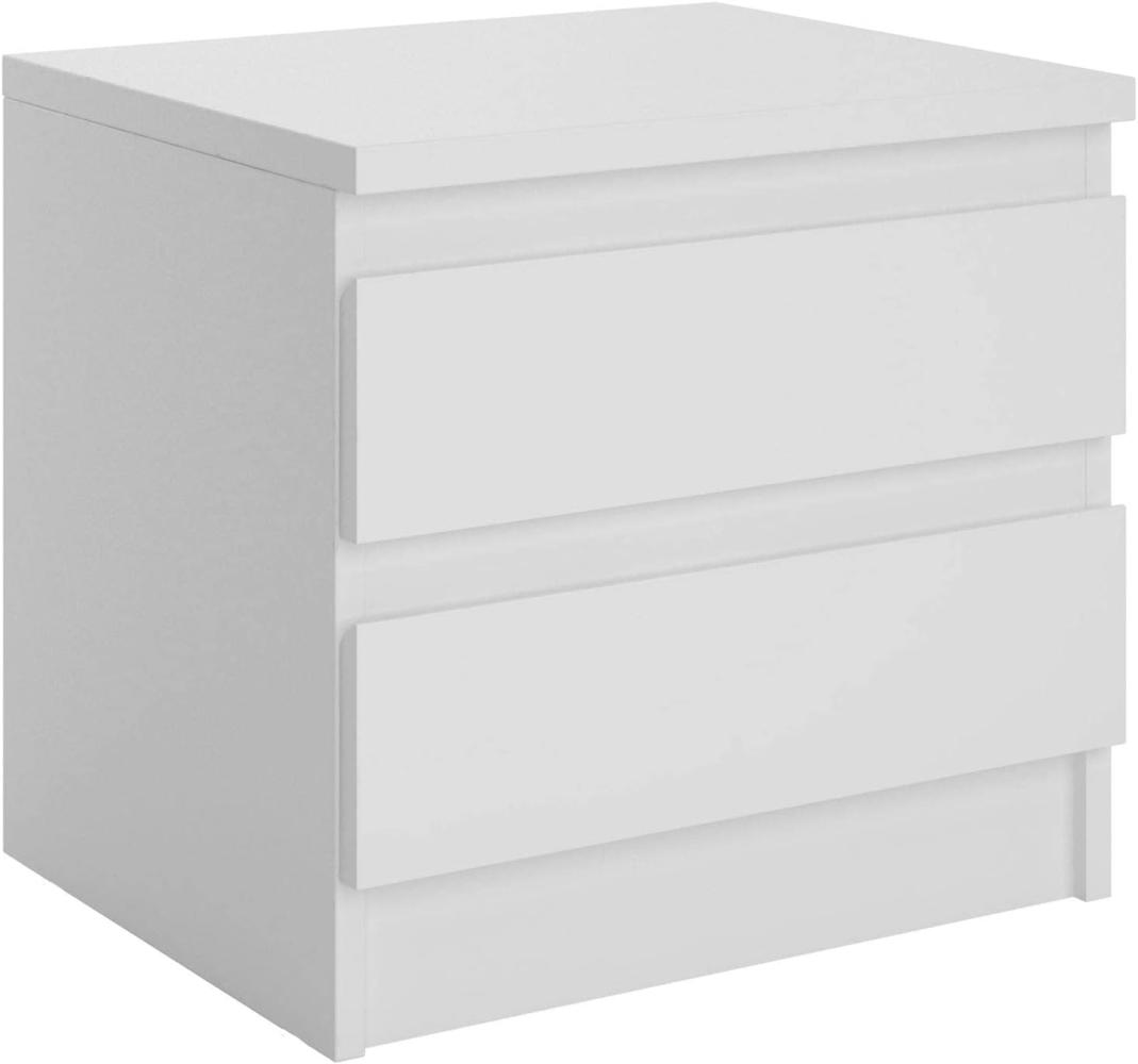CARO-Möbel Nachttisch Aster Nachtschrank Nachtkommode mit 2 grifflosen Schubladen in weiß Bild 1