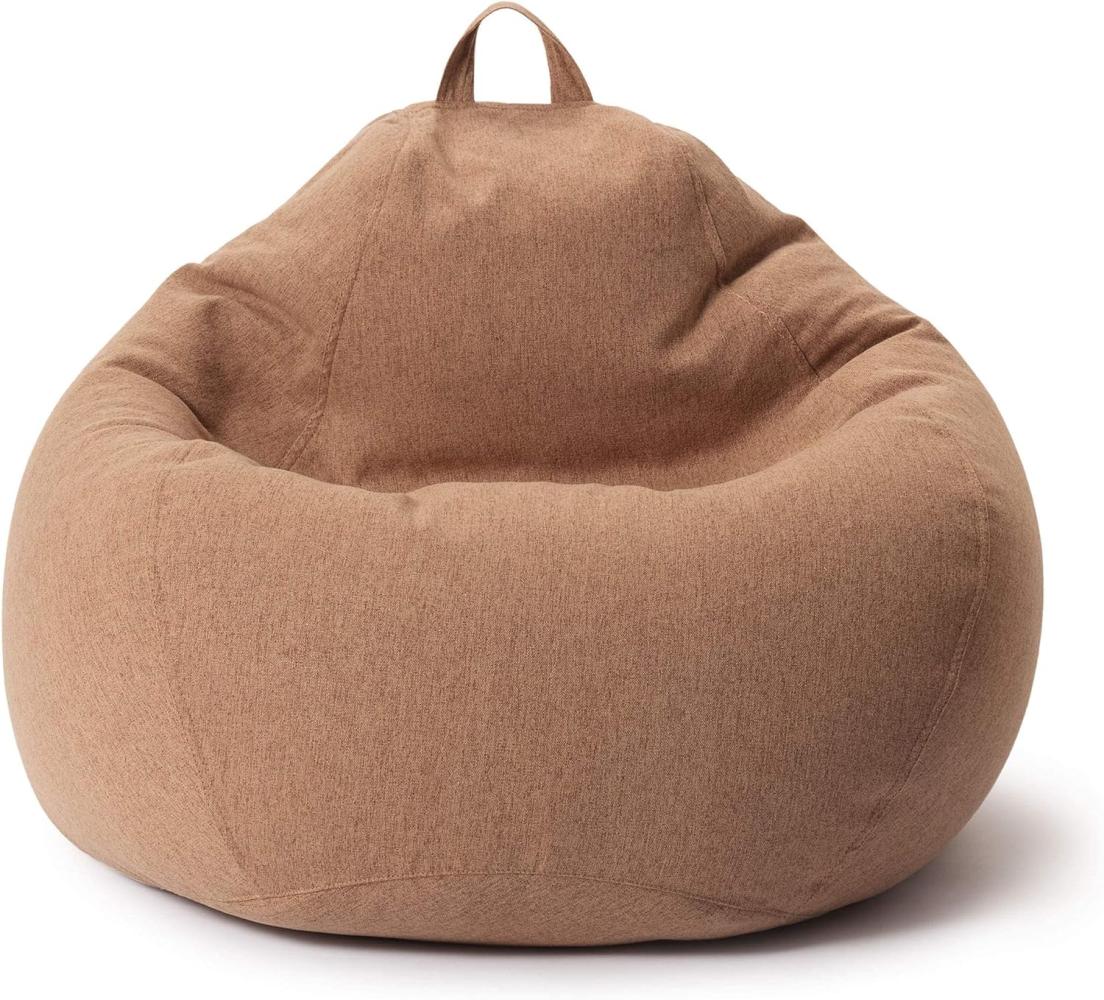 Lumaland Comfort Line XL Sitzsack Indoor - 90x110x50 cm - Bodenkissen, Bean Bag Chair - 250 L - EPS Perlen Füllung - Braun Bild 1