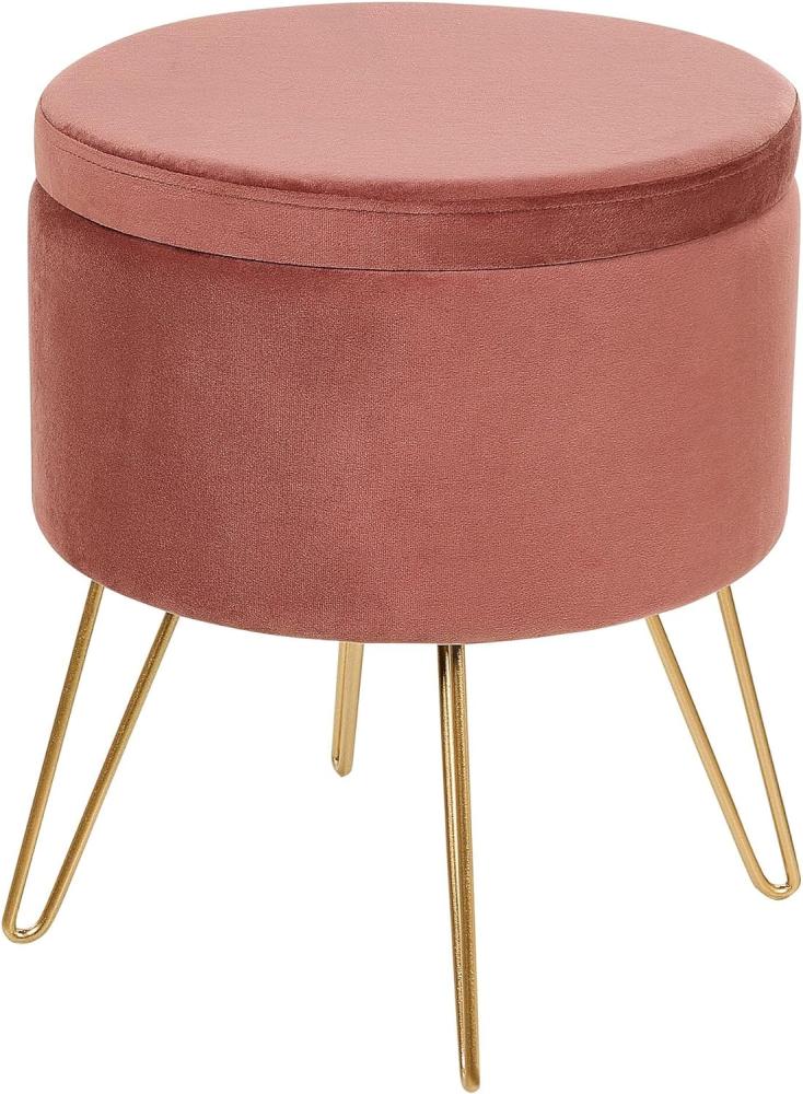 Pouf mit Stauraum Samtstoff rosa gold SILAS Bild 1