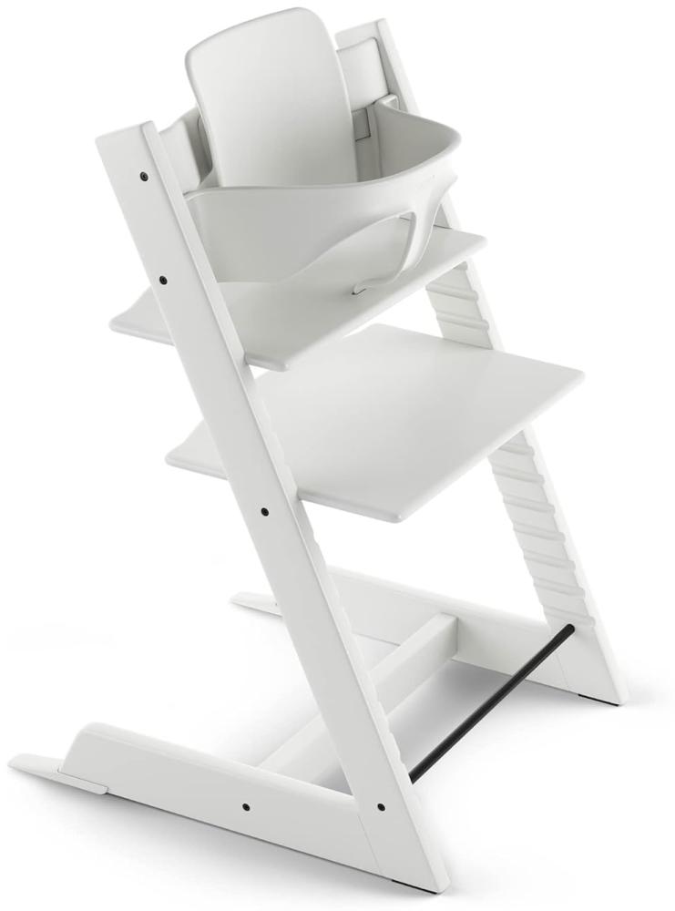 Tripp Trapp Hochstuhl von Stokke mit Baby Set, White aus Buchenholz - Verstellbarer, anpassbarer Stuhl für Kleinkinder, Kinder & Erwachsene Bild 1